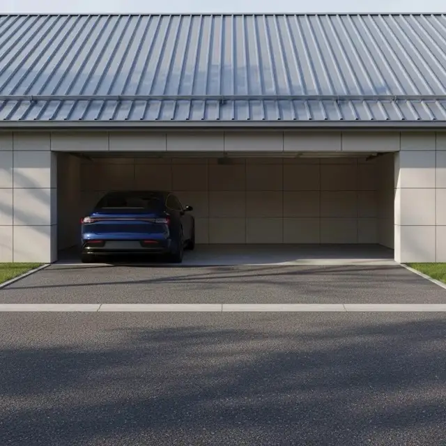 Toldo e cobertura instalada em área externa, oferecendo proteção contra sol e chuva com estrutura resistente e acabamento profissional. | Início